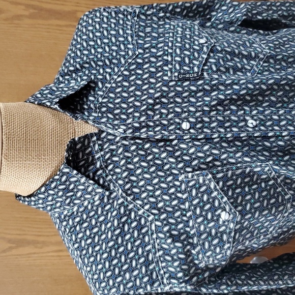 Cinch modern fit pearlsnap up western shirt black and turquoise - Picture 1 of 7